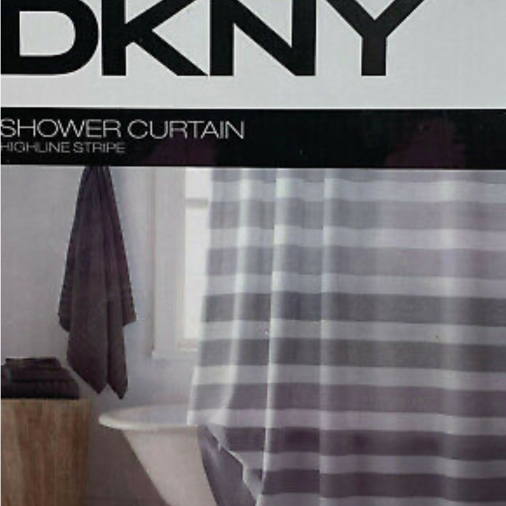 DKNY Gray /white Shower Curtain